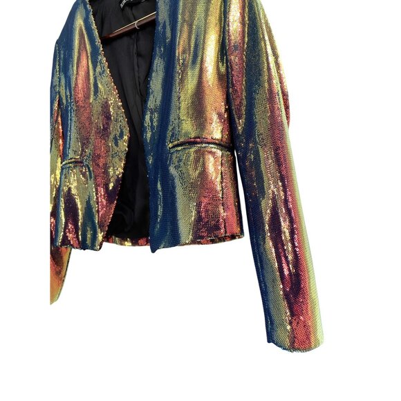 BlankNYC Sequin Jacket Iridescent Open Front NYE Party Multicolor Holiday XS - Picture 2 of 8